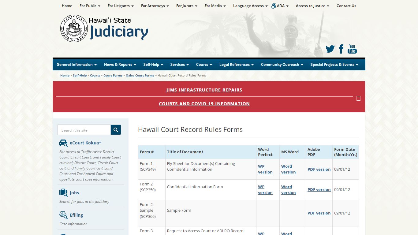 Judiciary | Hawaii Court Record Rules Forms